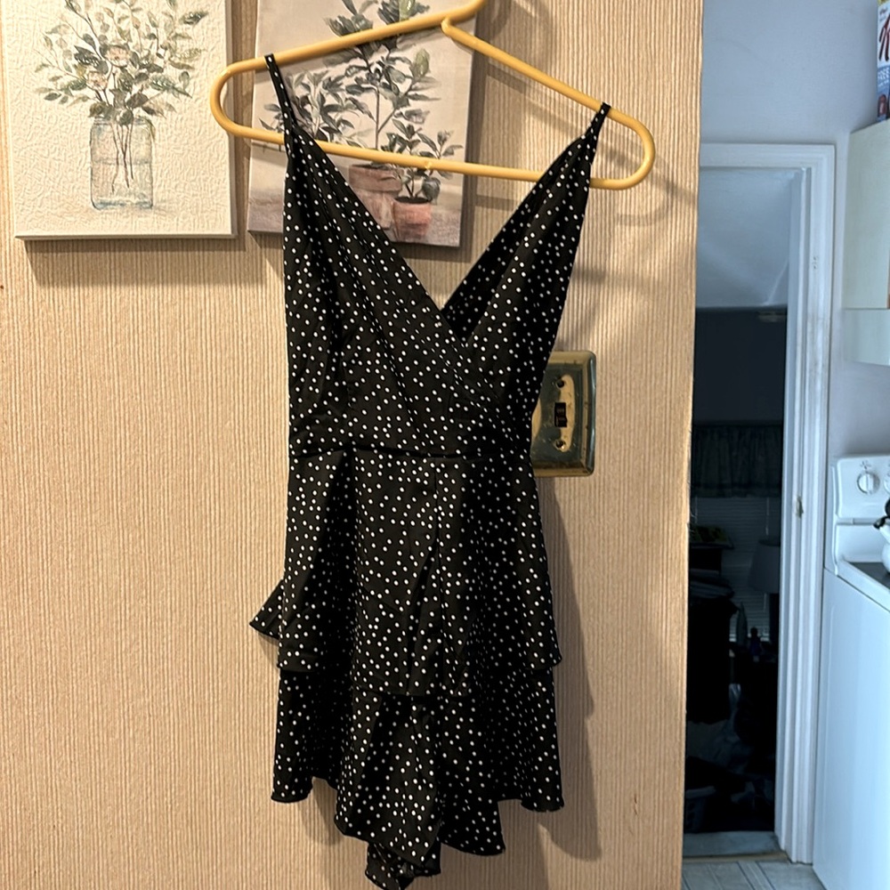 SHEIN Black and White Polka Dot Romper